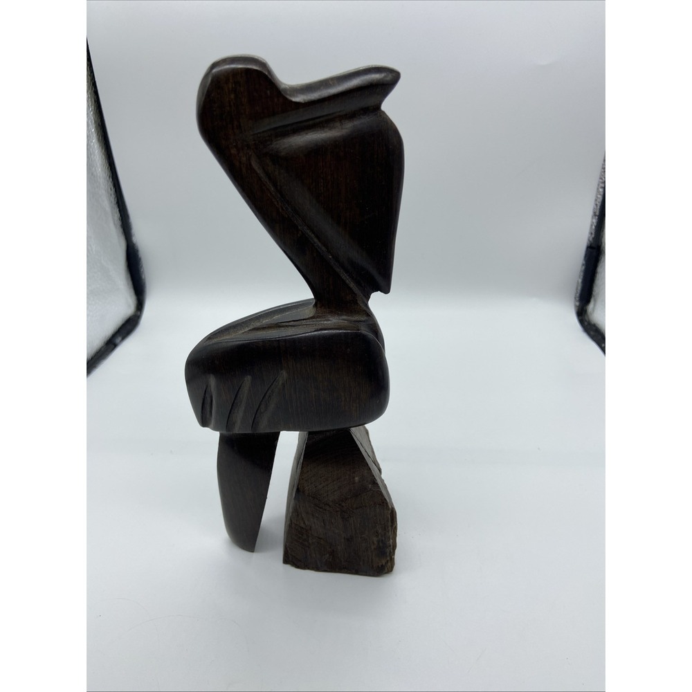 Vintage Hand Carved Ironwood‎ Pelican Figurine Coastal Folk Art Wood Sculpture